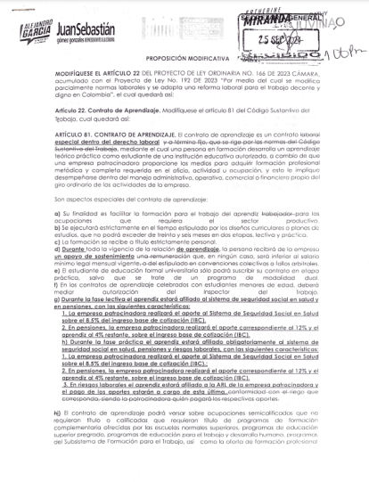 Esta es la proposición presentada por la bancada independiente.