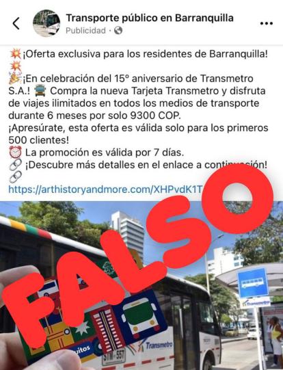 La advertencia de Transmetro.