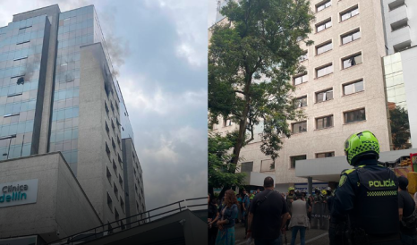 Reportan homicidio e incendio en la clínica Medellín de El Poblado.