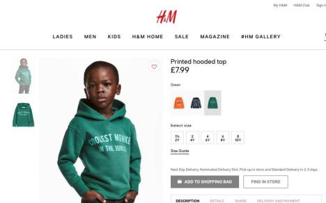 La marca de ropa H&M promocionaba esta chaqueta que decía 'El mono más chévere de la jungla' con un niño negro como modelo.