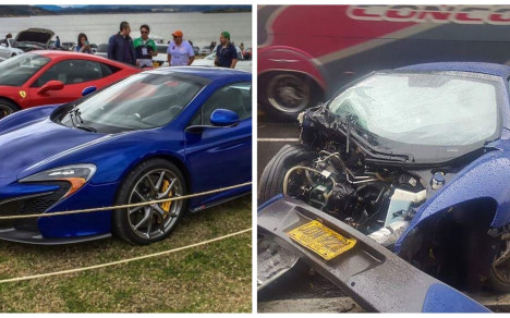Las autoridades de Cundinamarca investigan la causa por la que cuatro carros de alta gama (Porsche, McLaren, Mercedes y Toyota) chocaron.