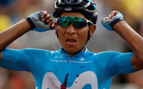 El ciclista colombiano Nairo Quintana en el momento que gana la etapa 18 del Tour de Francia.