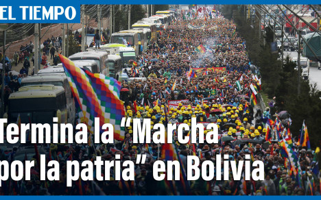 La marcha de casi 200 kilómetros, liderada por Arce y Morales, en apoyo al gobierno de ese país, llegó este lunes a La Paz tras seis días de caminata.