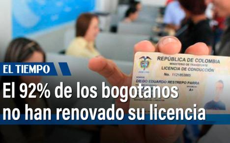 El 92% de los bogotanos no han renovado su licencia de conducción