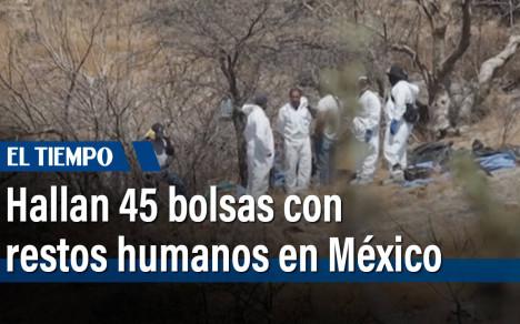 Al menos 45 bolsas con restos humanos fueron localizadas en un barranco en el estado mexicano de Jalisco (oeste) durante la búsqueda de siete jóvenes reportados como desaparecidos días atrás, informaron autoridades locales.