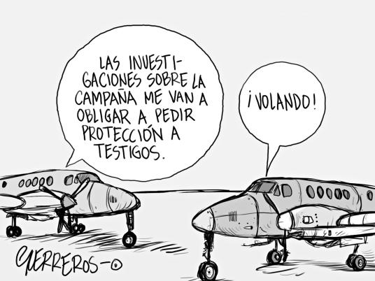 Entre aviones/ Caricatura de Rodrigo Guerreros