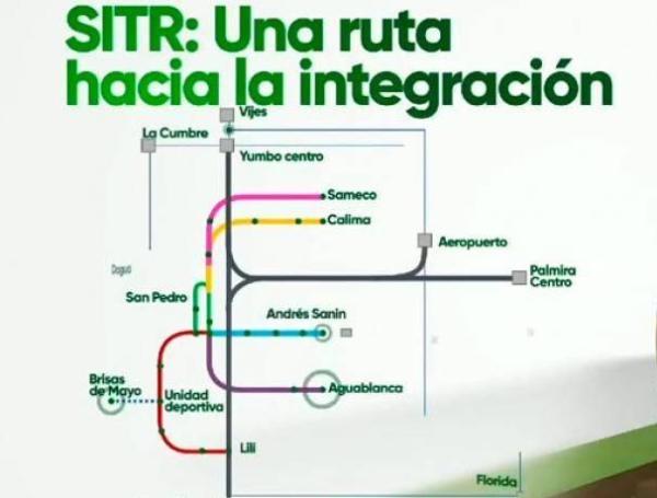 Trazado del tren de cercanías en el Valle del Cauca.