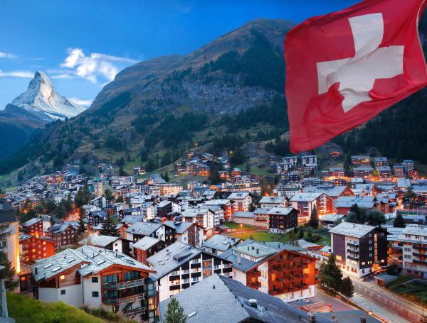 Vista de los Alpes suizos.