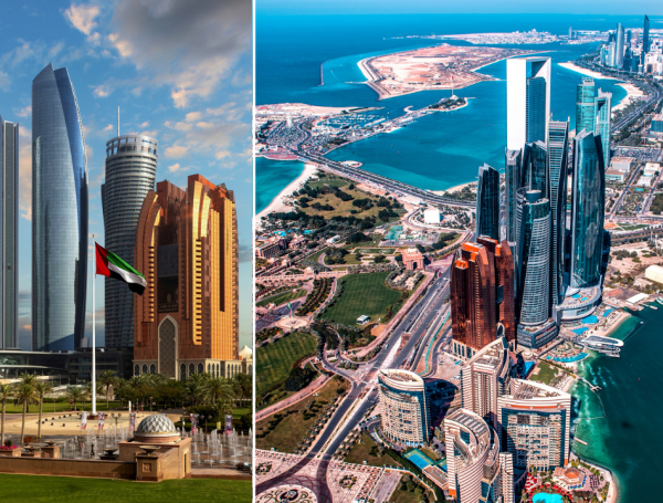 Abu Dabi se encuentra en una isla que se extiende hacia la costa oeste del golfo Pérsico.