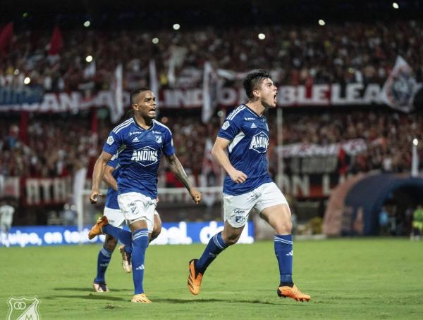 Daniel Ruiz celebra el gol que metió a Millonarios en la final de la Copa Colombia.