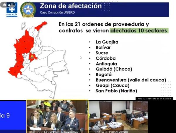 Las regiones afectadas por el escandalo de corrupción de la UNGRD.