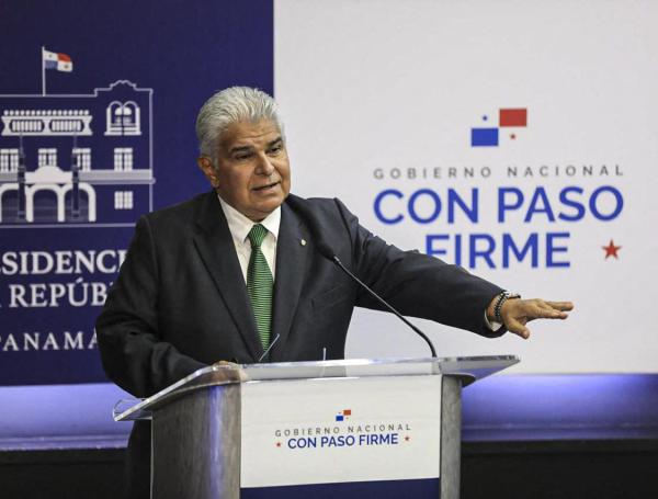 José Raúl Mulino, presidente de Panamá, durante el anuncio de su nueva estrategia para combatir la inseguridad en el país.