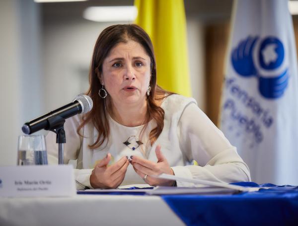 Defensora Iris Marín Ortiz durante una declaración a medios de comunicación el 9 de septiembre de 2024.