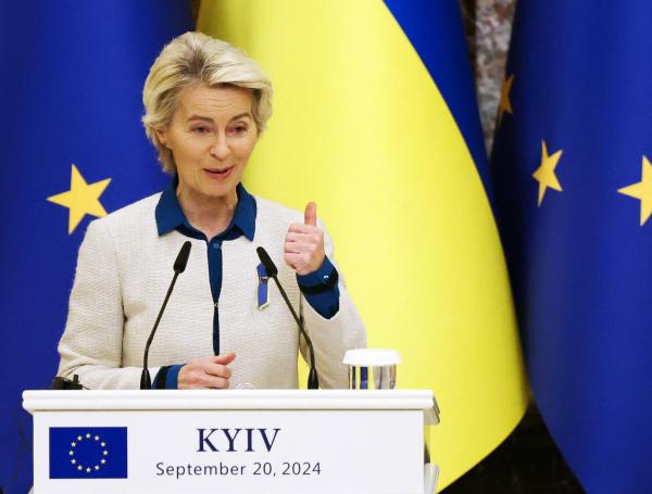 Ursula von der Leyen, presidenta de la Comisión Europea, en su visita a Kiev.