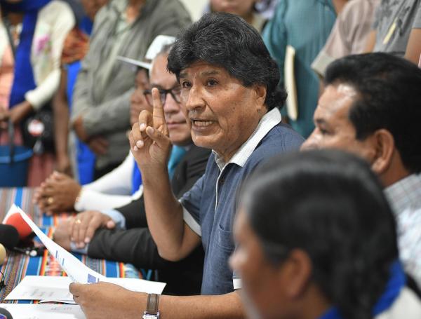 El expresidente Evo Morales (2006-2019) hablando en una rueda de prensa.