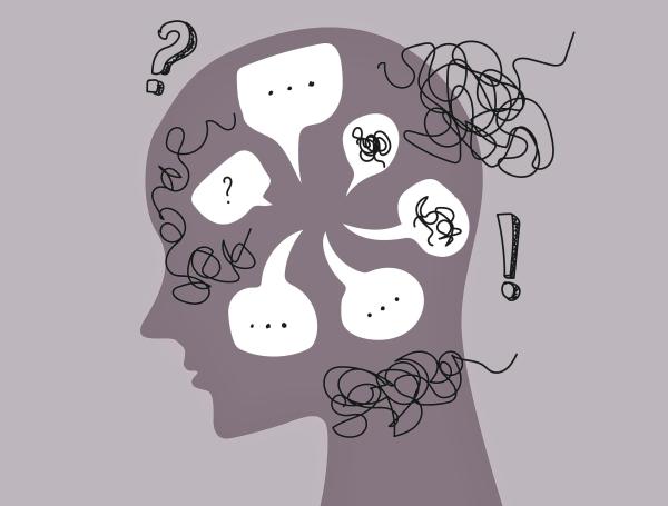 Anxiety and stress caused by thinking too much. overthinking concept
