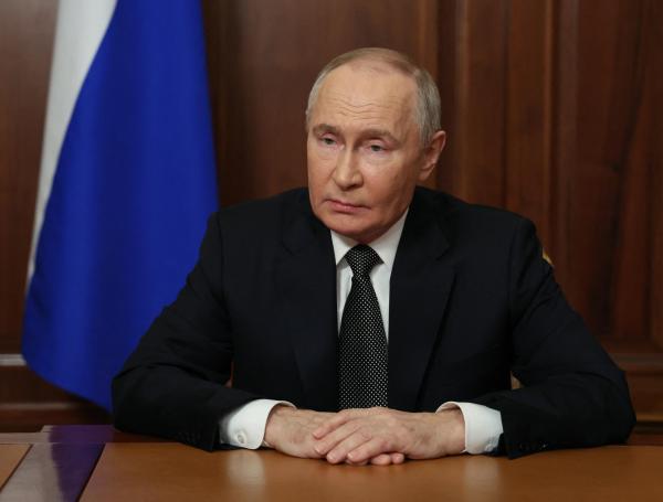 El presidente ruso, Vladimir Putin, en su discurso televisado.