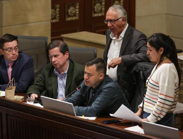 Los ministros Cristo y Jaramillo con Salamanca, presidente de la Cámara