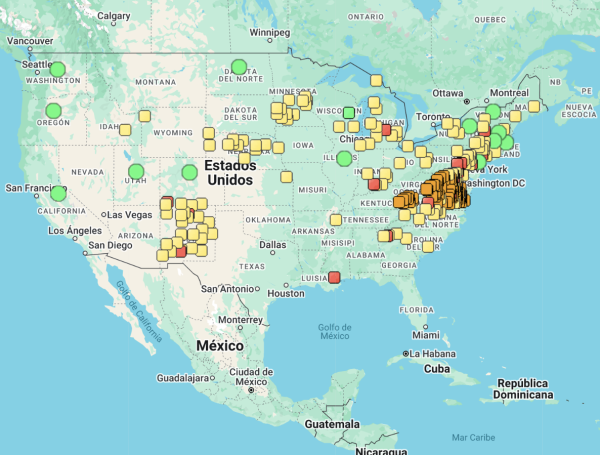 mapa de estados unidos con ciudades