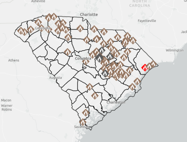 mapa incendios carolina del sur