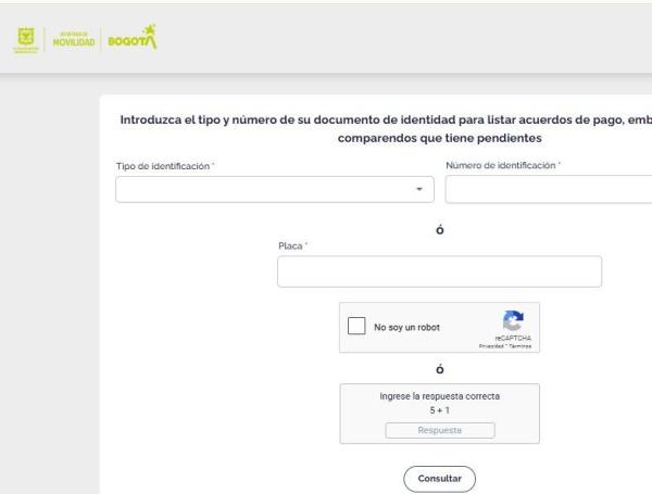 Link para saber si tiene comparendos y embargos en Bogotá.