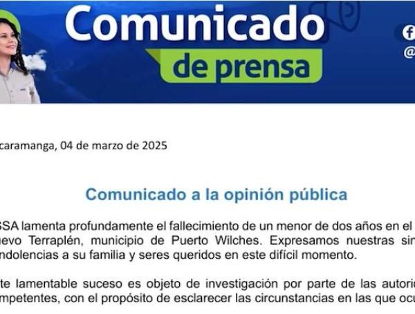 Comunicado de la Essa por muerte de menor
