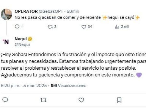 Caída de Nequi hoy 5 de marzo.