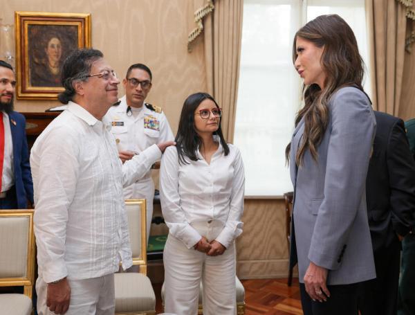 El presidente Gustavo Petro se reunió con Kristi Noem en la Casa de Nariño.