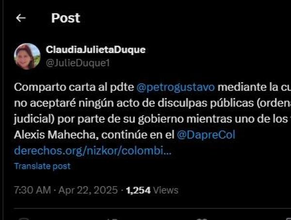 La periodista Claudia Julieta Duque rechazó la presencia de un exfuncionario del DAS en el Gobierno.