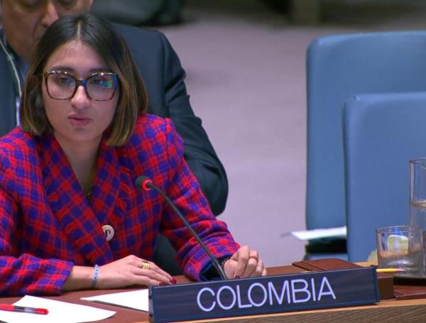La canciller Laura Sarabia habló frente a los miembros del Consejo de Seguridad.