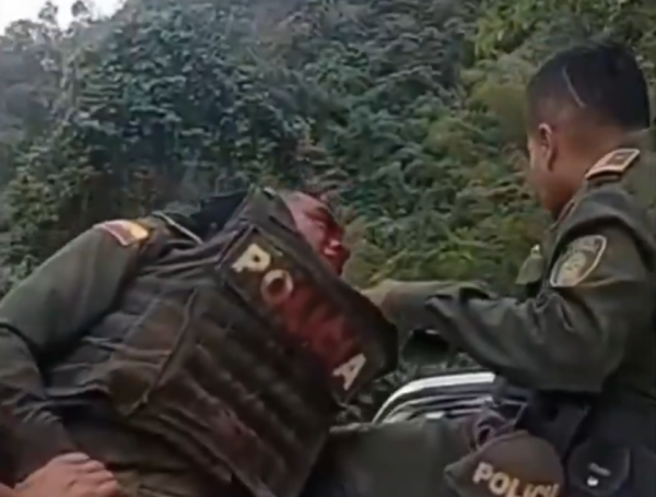 Fragmento de un video publicado en redes sociales tras el ataque a la policía en Ebéjico.