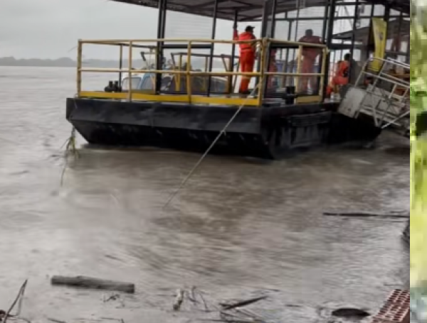 el Río en Magdalena desbordado también se encuentra desbordado por las lluvias.