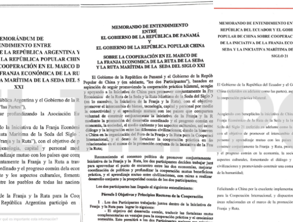 Memorandos de entendimiento de países de Argentina, Panamá y Ecuador con China
