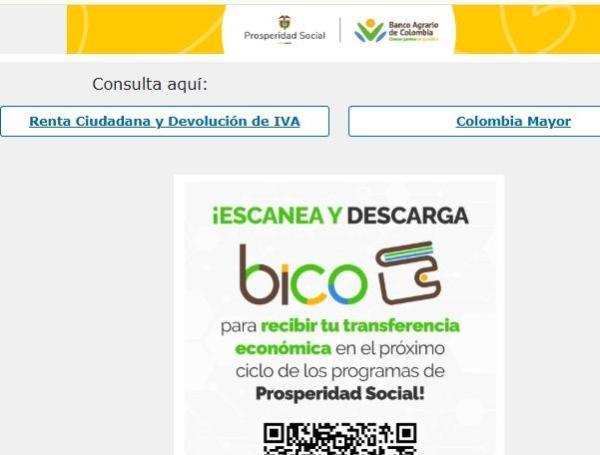 Link del Banco Agrario para Renta Ciudadana, Devolución del IVA o Colombia Mayor 2025.