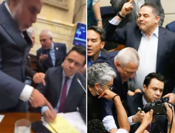 El ministro del Interior, Armando Benedetti y el secretario del Senado, Diego González.