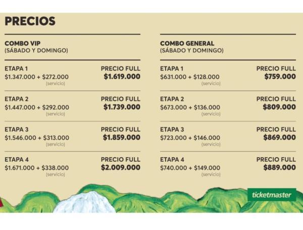 Precios de boletas Festival Cordillera 2025