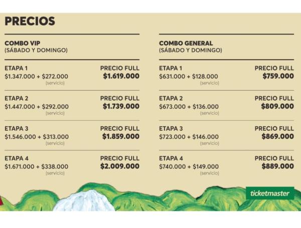 Precios de boletas Festival Cordillera 2025