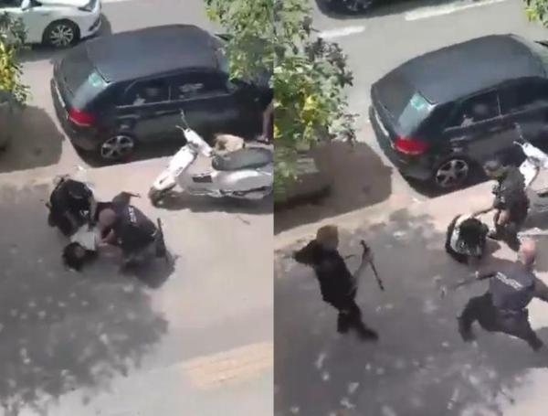 En las grabaciones los agentes atacan a la ciudadana mientras se encuentra en el piso.