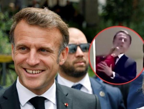 Emmanuel Macron, presidente de Francia, acompañado de su esposa
