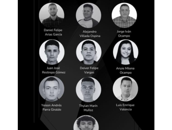 Estudiantes y maestros fallecidos en el accidente del Alto de La Línea.