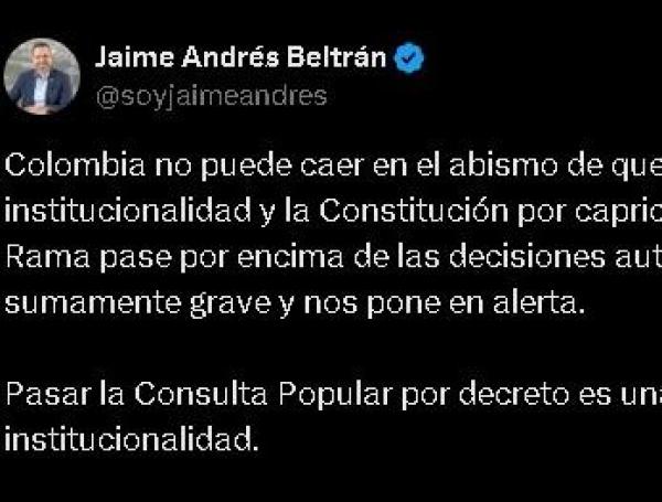Trino de Jaime Beltrán sobre consulta popular por decreto