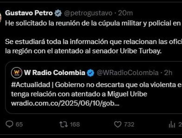 El presidente confirmó que estará adelantando una reunión con la cúpula militar y de policía.