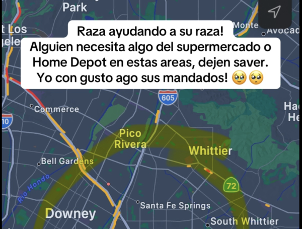 Una mujer ofrece su ayuda para migrantes que no pueden salir de casa.