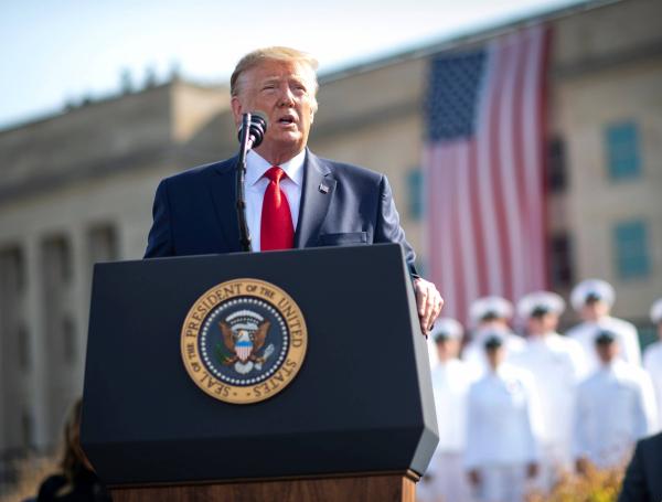 Presidente de los Estados Unidos, Donald Trump, durante la conmemoración del 18 aniversario de los ataques terroristas del 11 de septiembre de 2001.