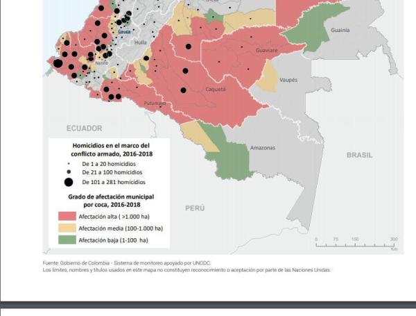 La probabilidad de ocurrencia de asesinato en el marco
del conflicto armado es superior en los municipios con coca.