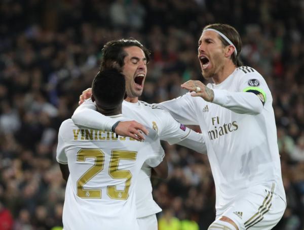 Sergio Ramos celebra el gol del Real Madrid contra Manchester City.