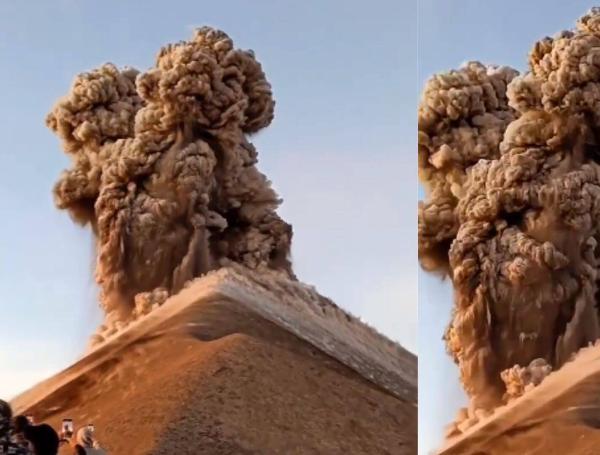 El volcán emitió una columna de cenizas durante este 5 de septiembre.