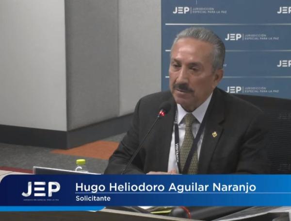 El exgobernador de Santander, Hugo Aguilar Naranjo en la JEP.