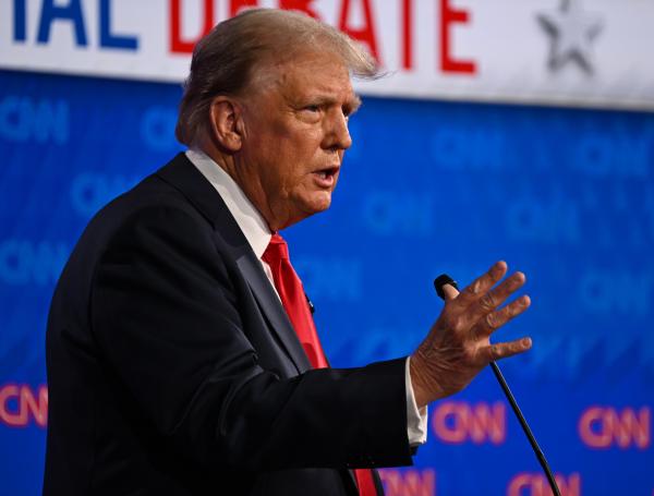 Donald Trump en el debate presidencial en Estados Unidos.