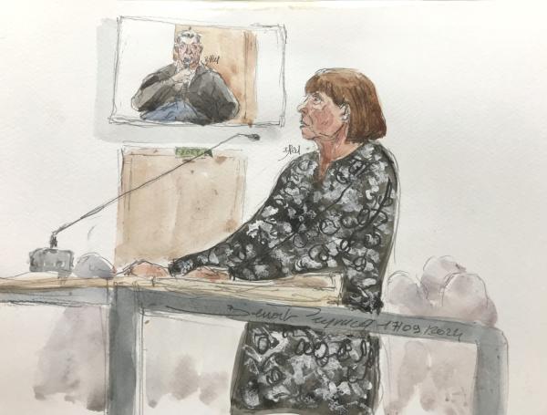 Boceto judicial de Gisele Pelicot en el juicio contra su exesposo.